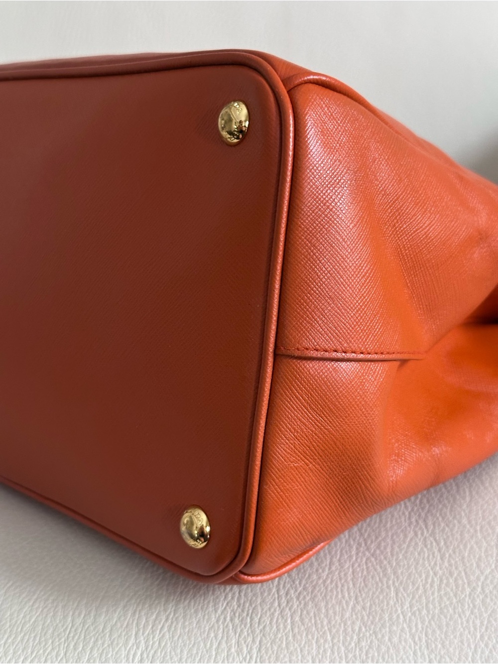 PRADA Saffiano Lux Leather Tote Bag in Papaya Orange - Picture 7 of 12